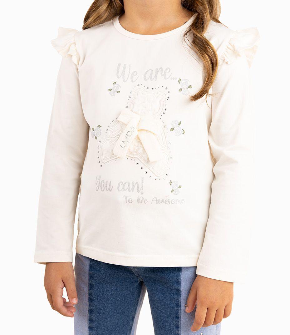 Polera Niña Con Osito Limonada Crudo-1