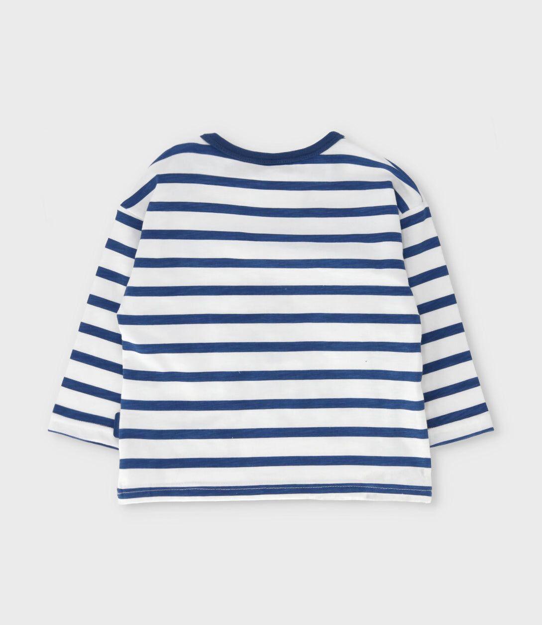 Polera manga larga bebé con bolsillo azul  Black and Blue-1