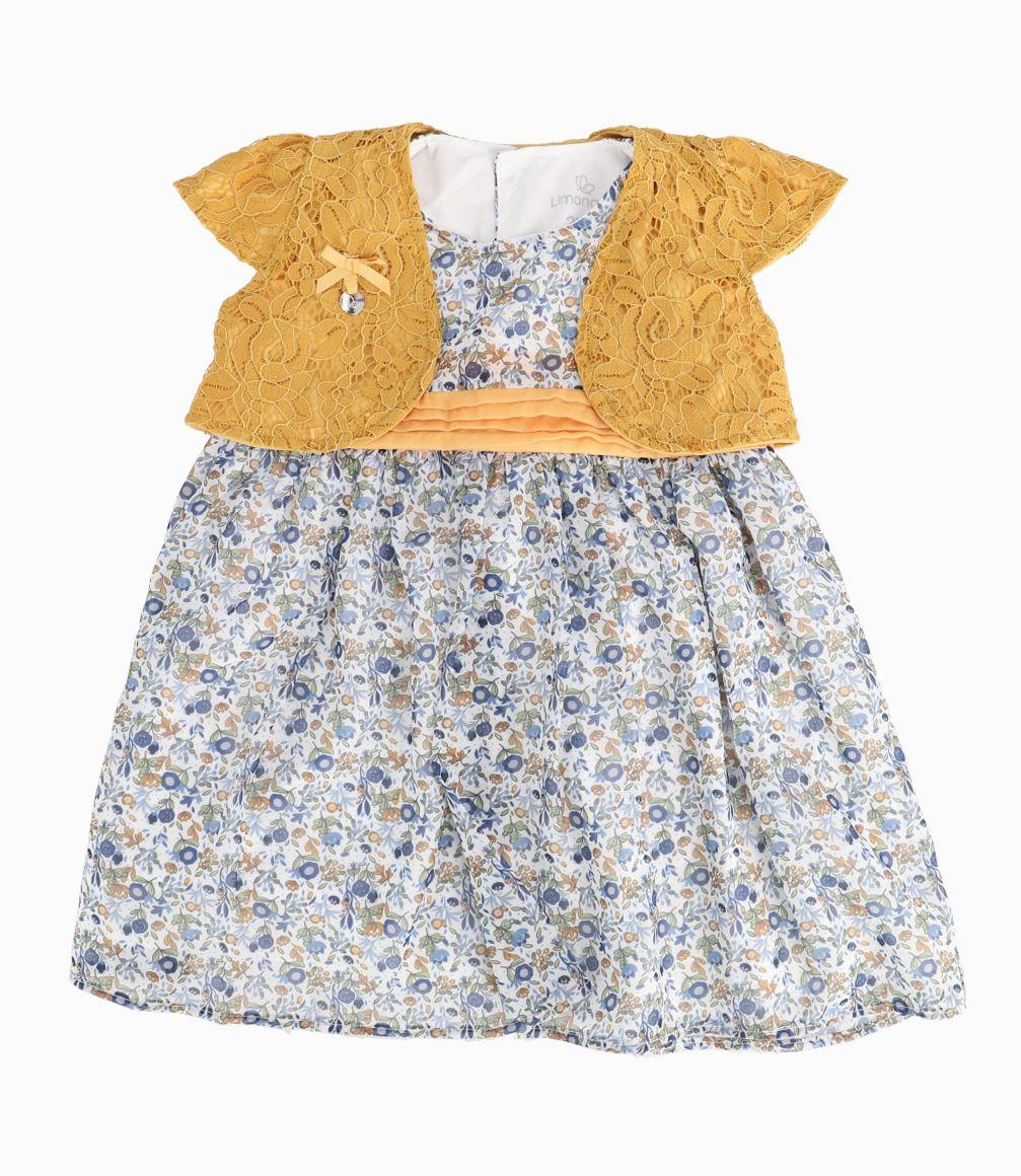 Vestido Con Tapado De Encaje Bebé Niña Mostaza Limonada-0