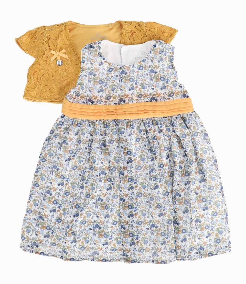 Vestido Con Tapado De Encaje Bebé Niña Mostaza Limonada-1