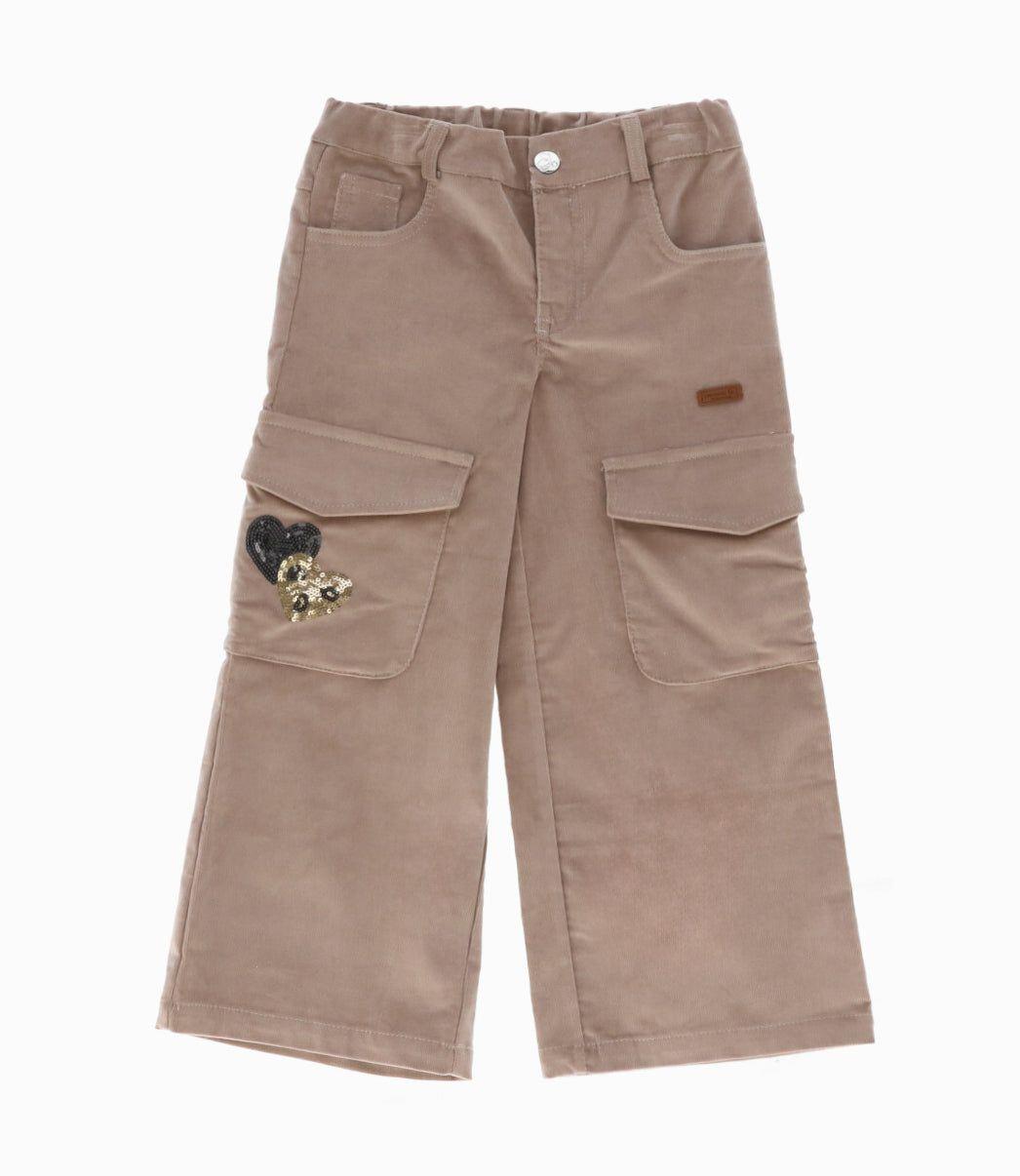 Pantalón niña cargo beige Limonada-0