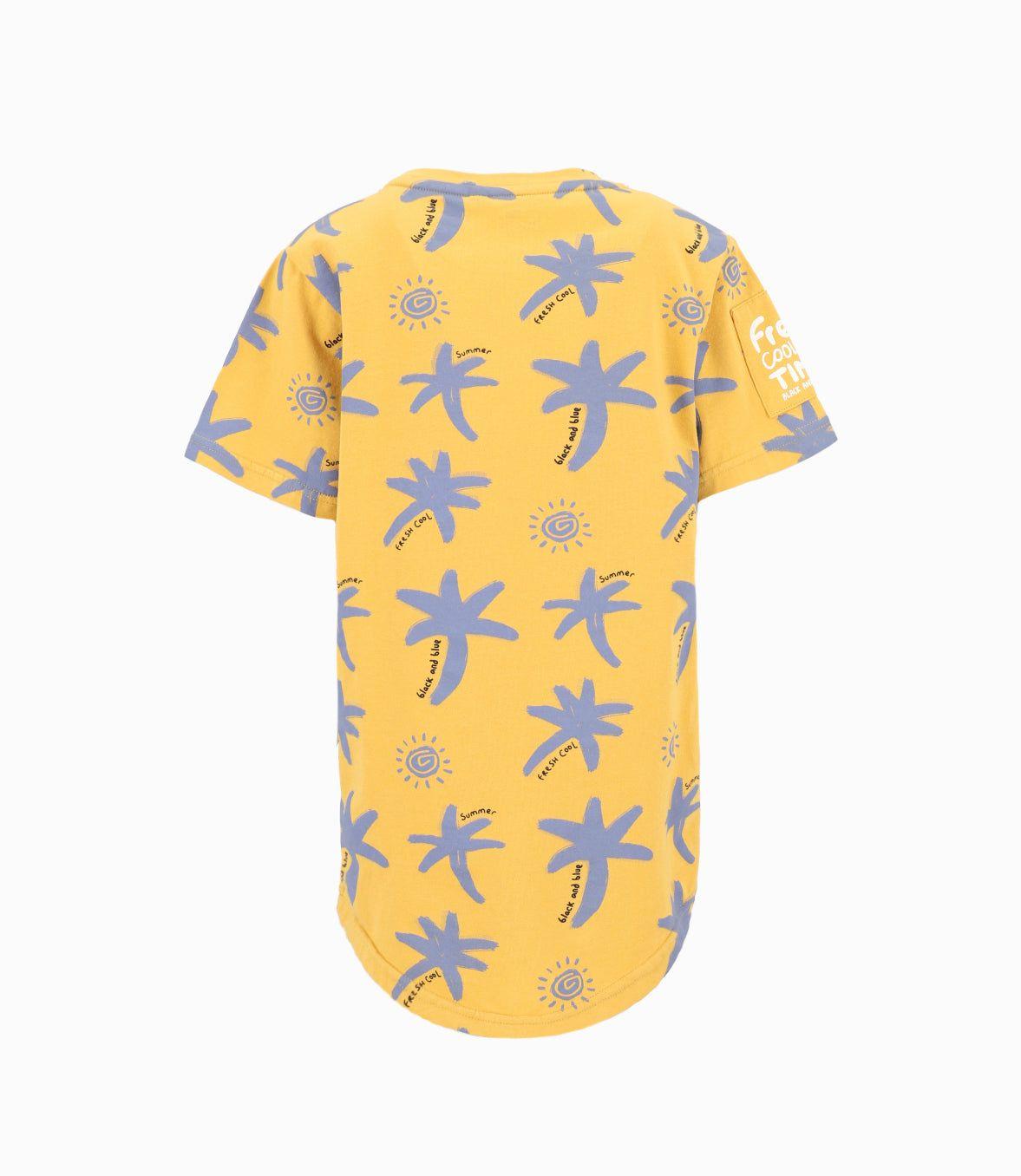 Polera Niño Con Palmeras Mostaza-1