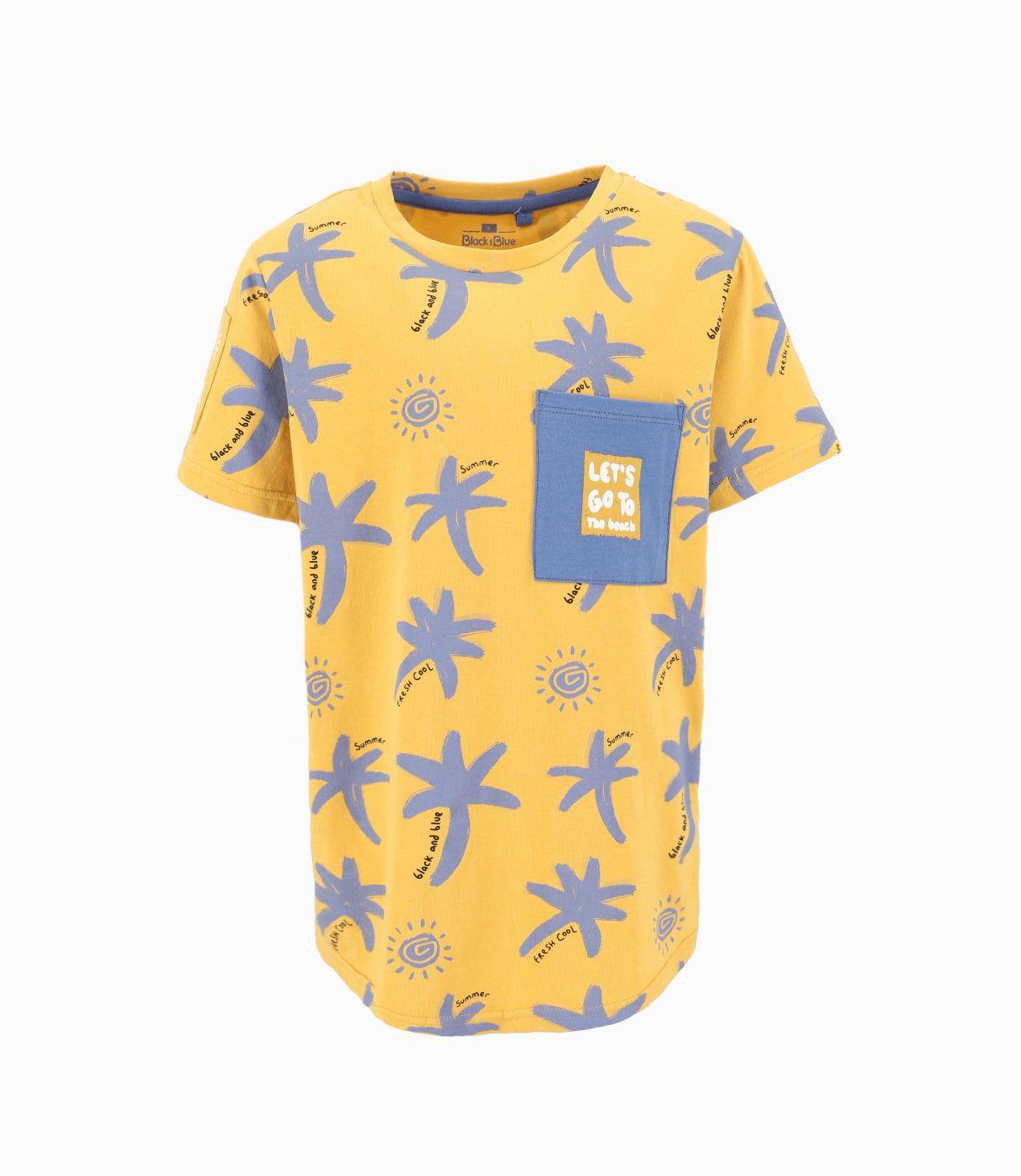 Polera Niño Con Palmeras Mostaza-4