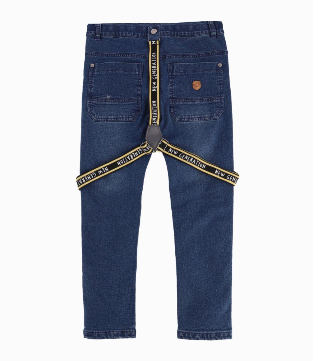 Jeans Niño Con Suspensores Black And Blue Denim Azul-1