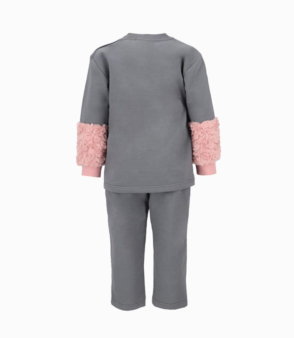 Conjunto buzo bebé de polerón y pantalón gris Limonada-1