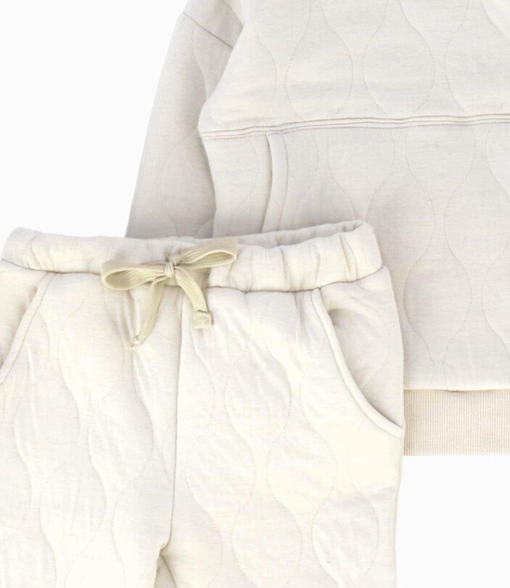 Conjunto bebés de polerón y pantalón blanco Black and Blue-3