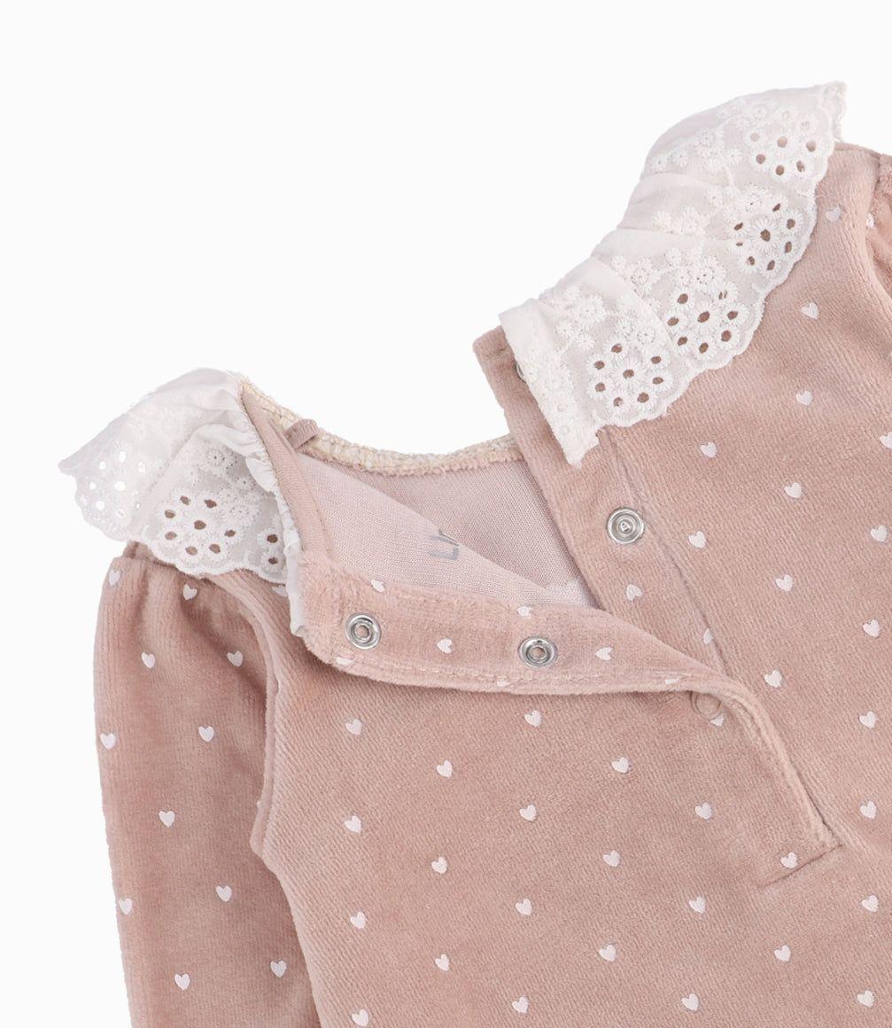 Enterito Recién Nacida Con Corazones Y Vuelos Limonada Beige-7