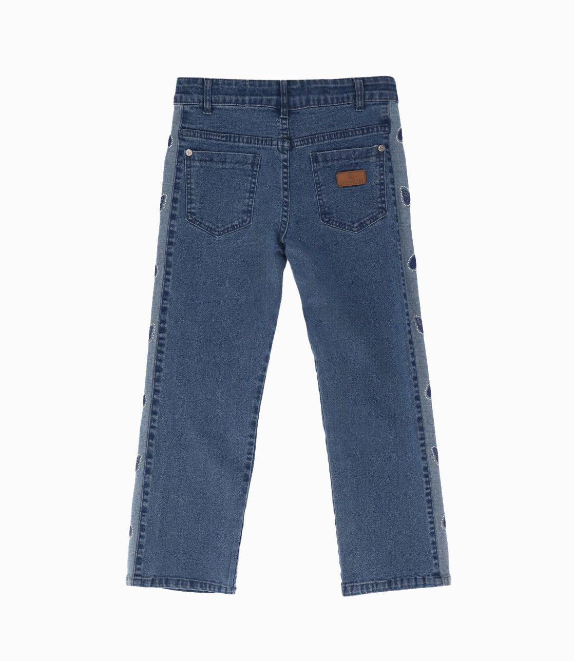 Jeans niña con corazones Azul Marino Limonada-1
