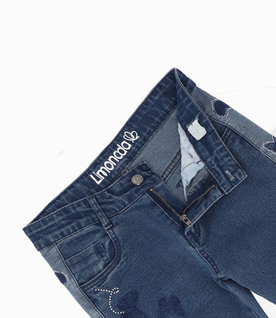 Jeans niña con corazones Azul Marino Limonada-2