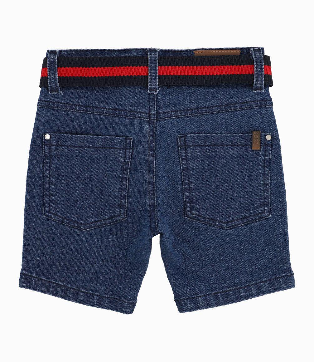 Bermuda Niño Con Cinturón Denim Celeste-2