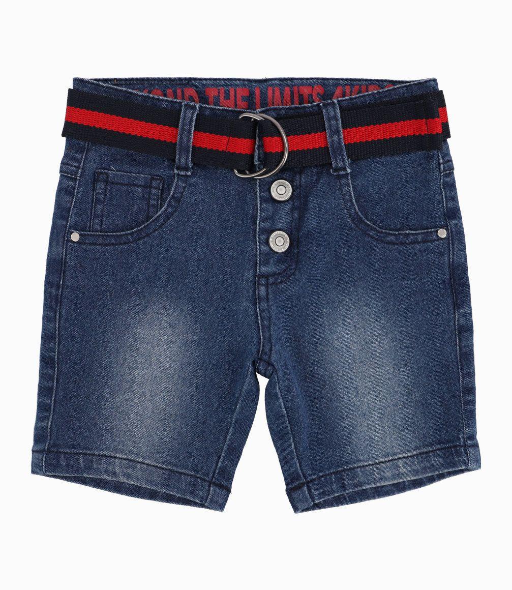 Bermuda Niño Con Cinturón Denim Celeste-3