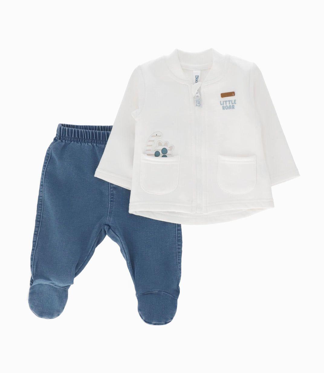 Conjunto recién nacido con dinosaurio blanco Black and Blue-0