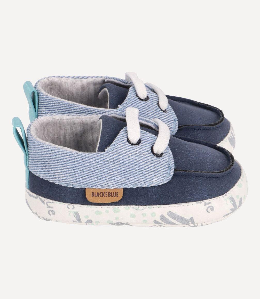 Zapato Casual Recién Nacido Denim Azul Black and Blue-1