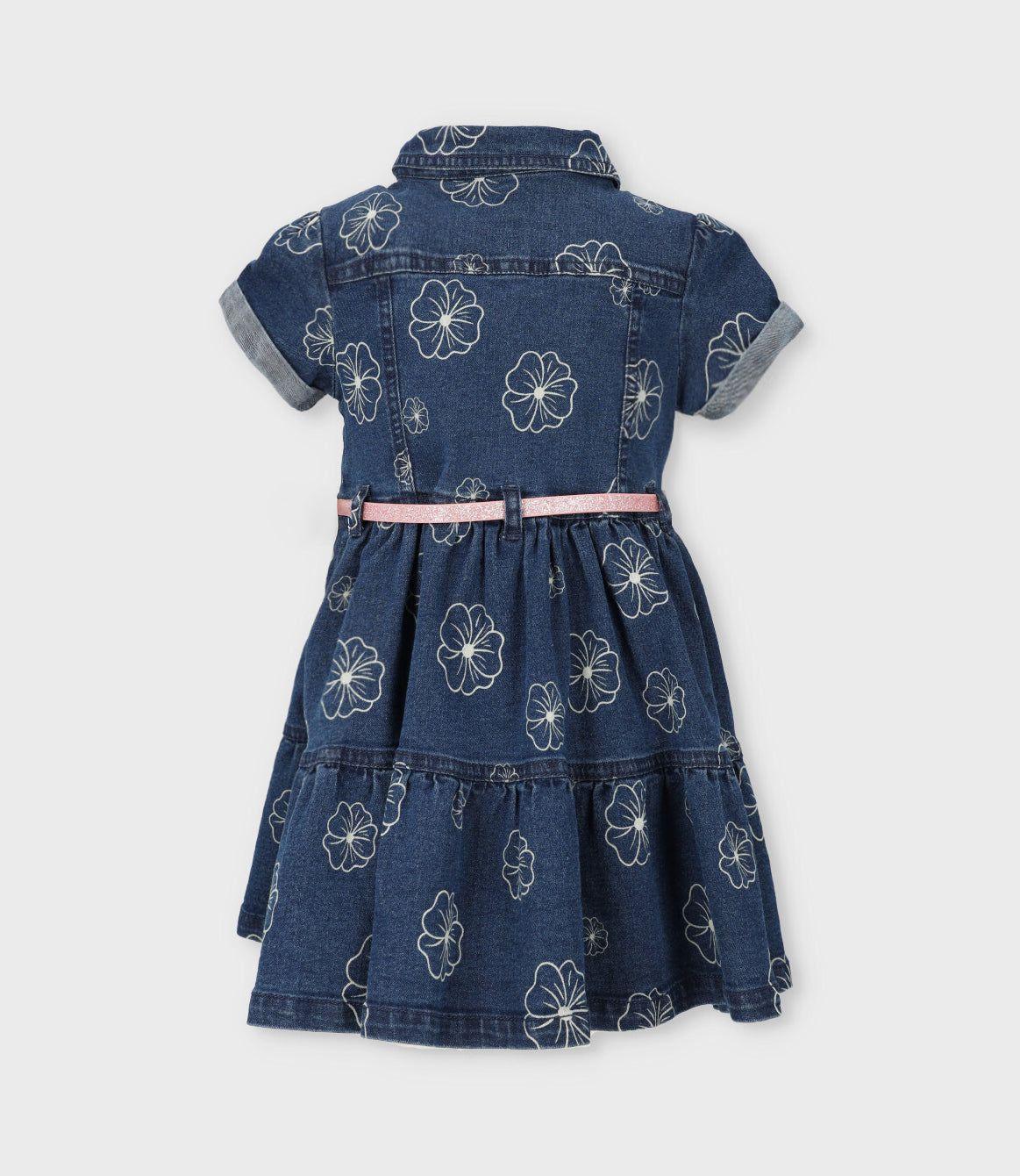 Vestido bebé de denim con flores azul Limonada-2