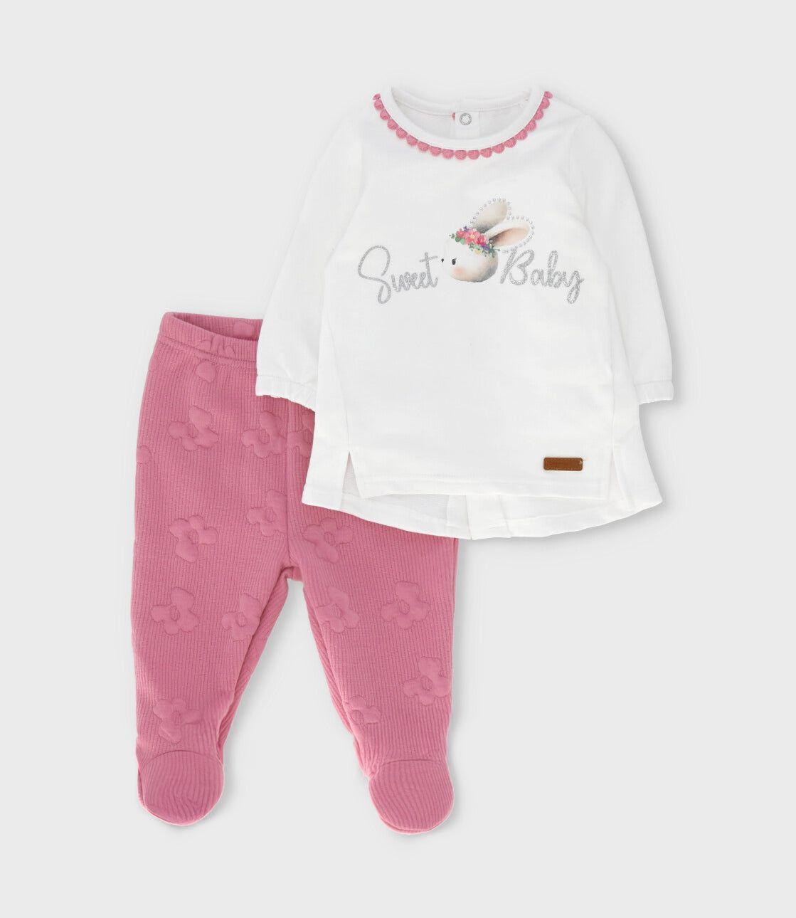 Conjunto recién nacida con conejos y flores chicle Limonada-0