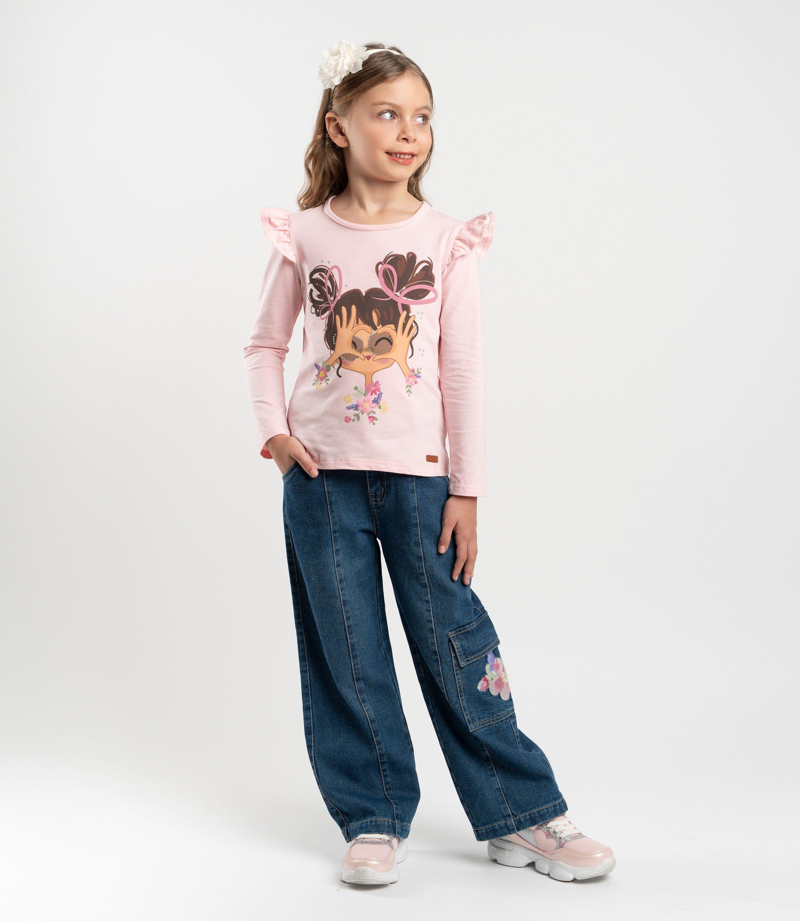 Jeans niña recto azul Limonada-0