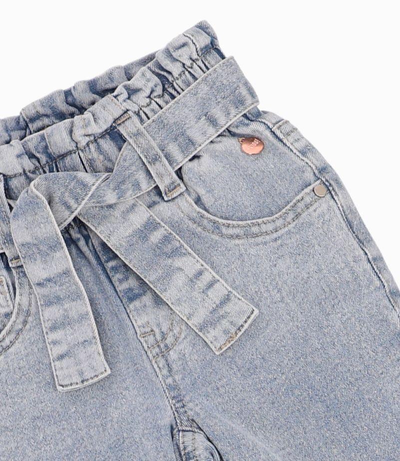 Jeans Bebé Niña Paper Bag Denim Celeste-1