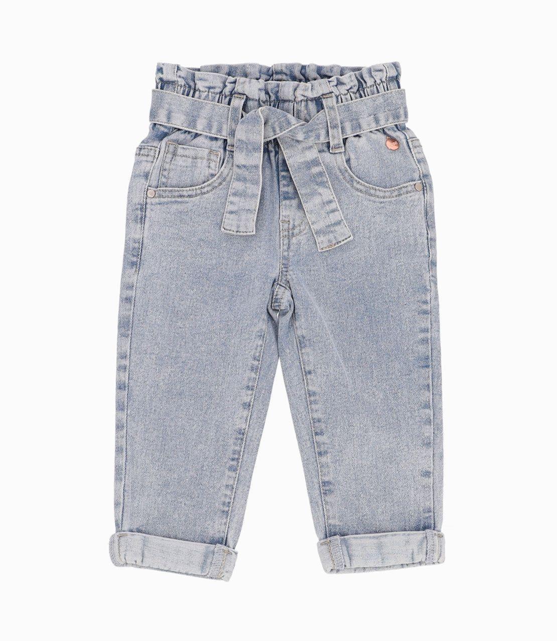Jeans Bebé Niña Paper Bag Denim Celeste-5