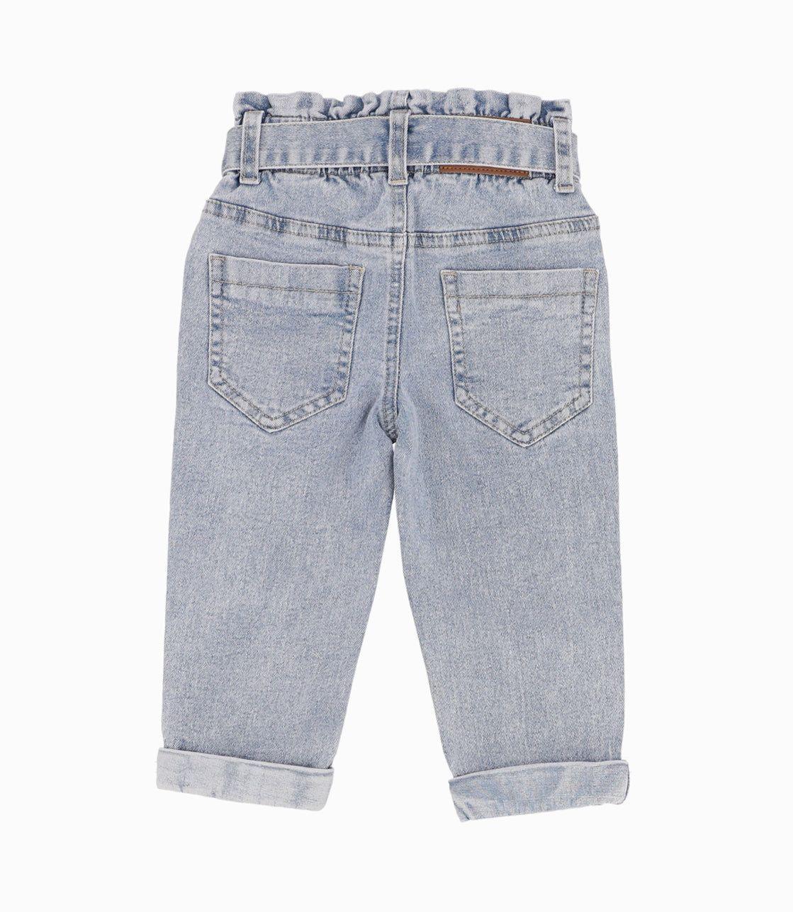 Jeans Bebé Niña Paper Bag Denim Celeste-7