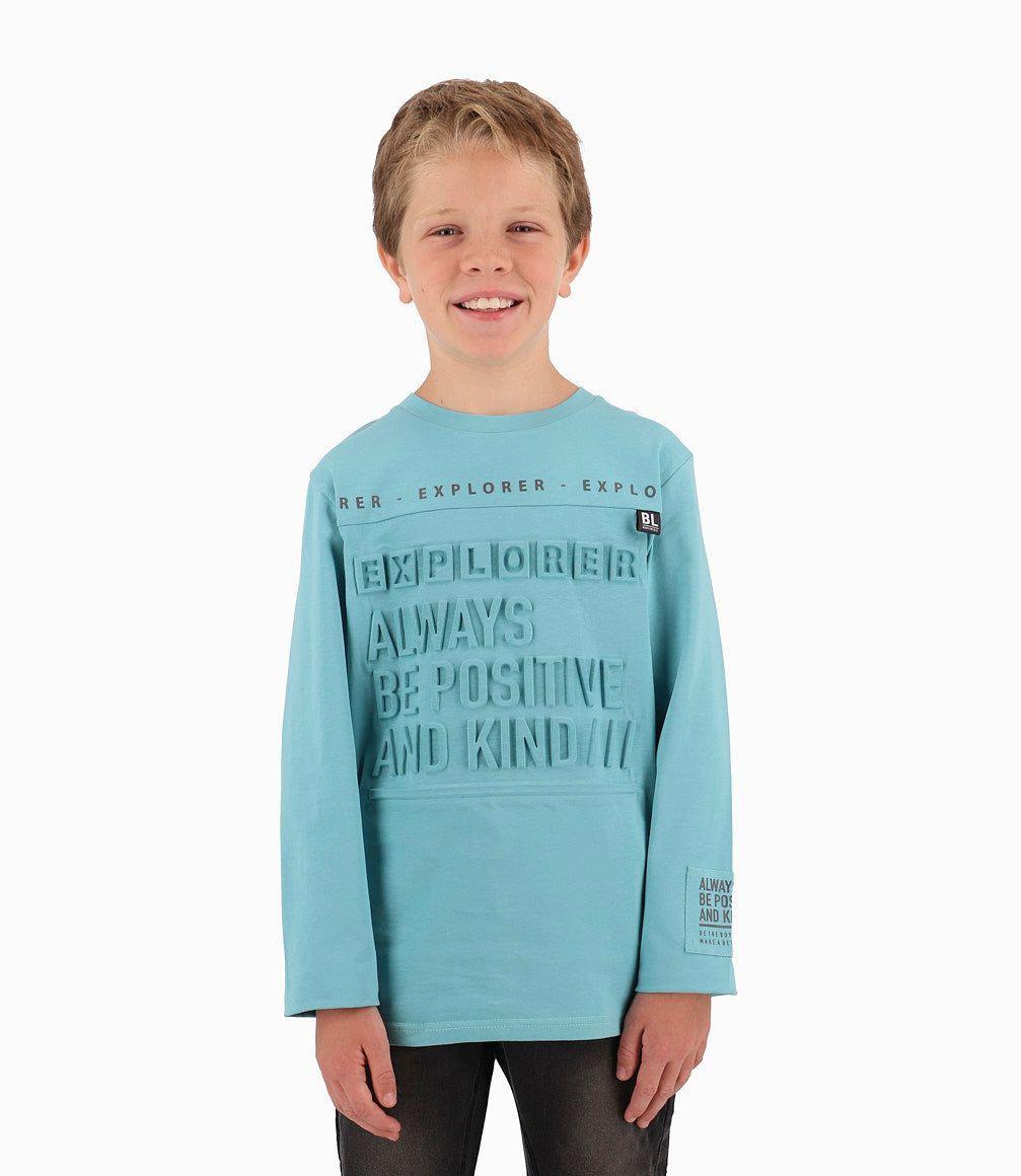 Polera Niño Con Cuello Redondo Black And Blue Menta-1
