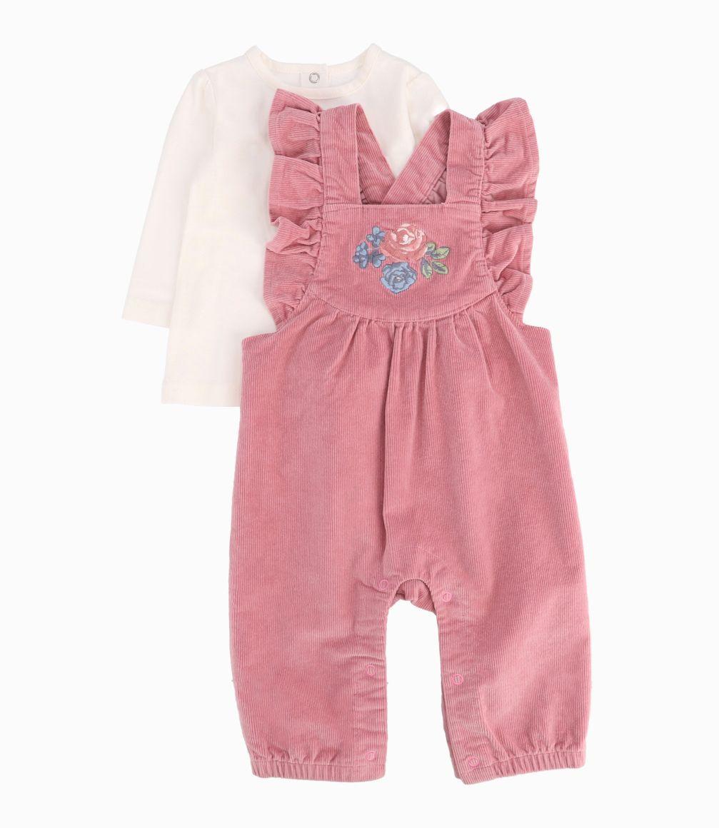 Jardinera Recién Nacida Cotelé Limonada Palo Rosa-2