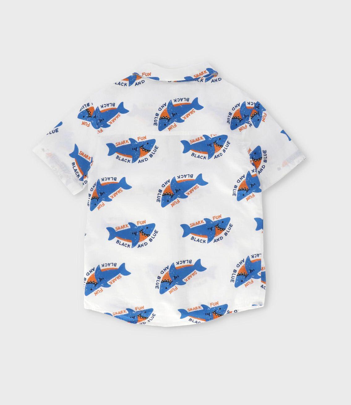 Camisa manga corta niño con tiburones crudo Black and Blue-1