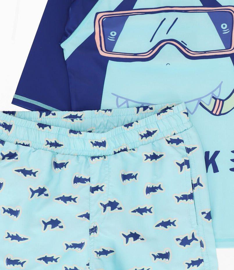 Traje de baño niño shark turquesa 4 Kids-2