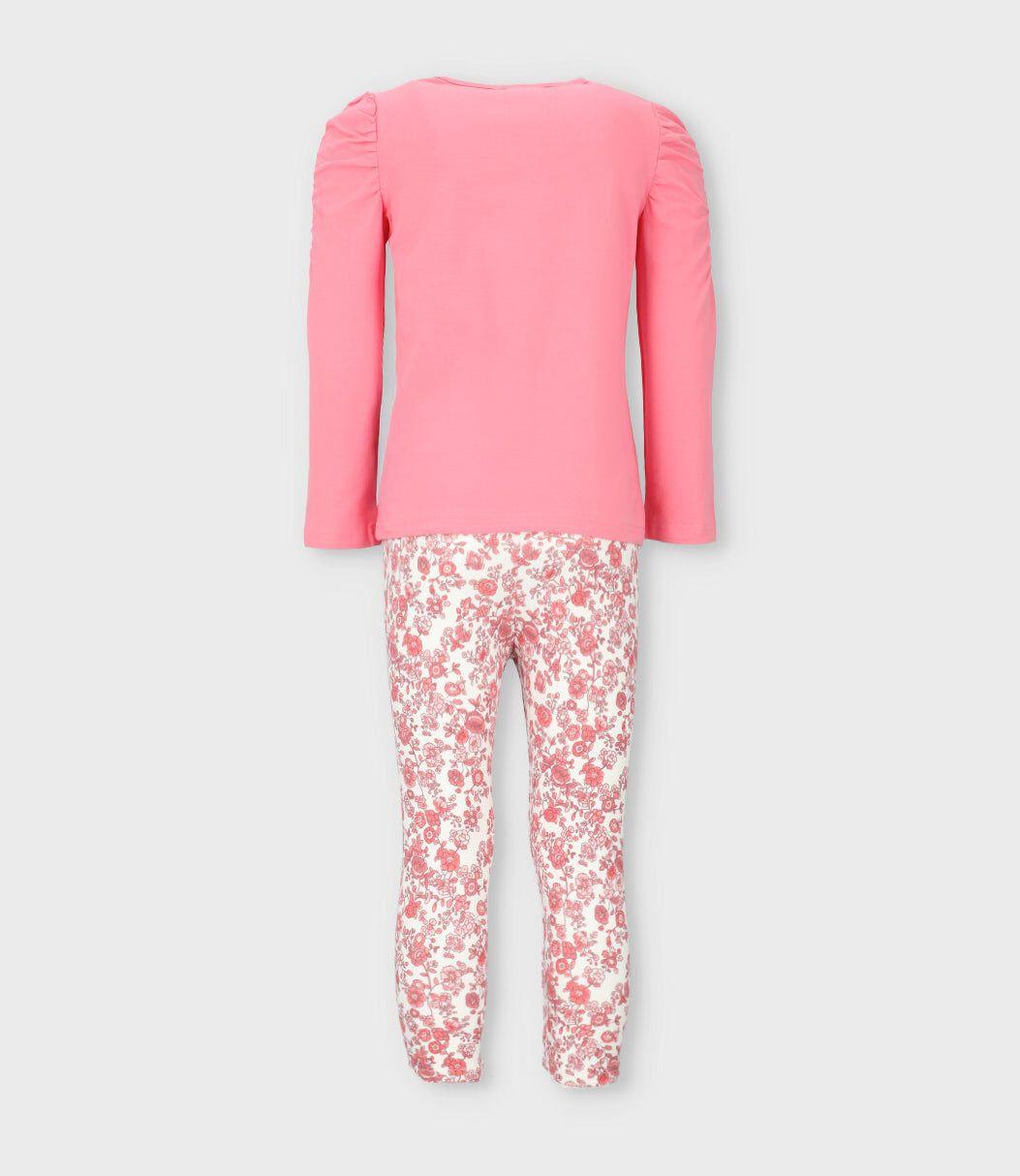 Conjunto niña con flores coral Limonada-1