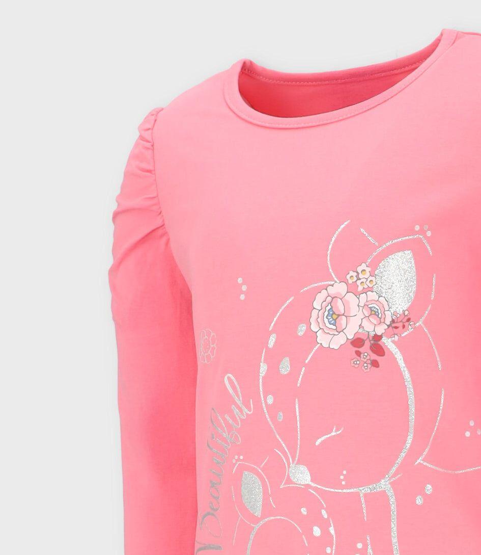 Conjunto niña con flores coral Limonada-2
