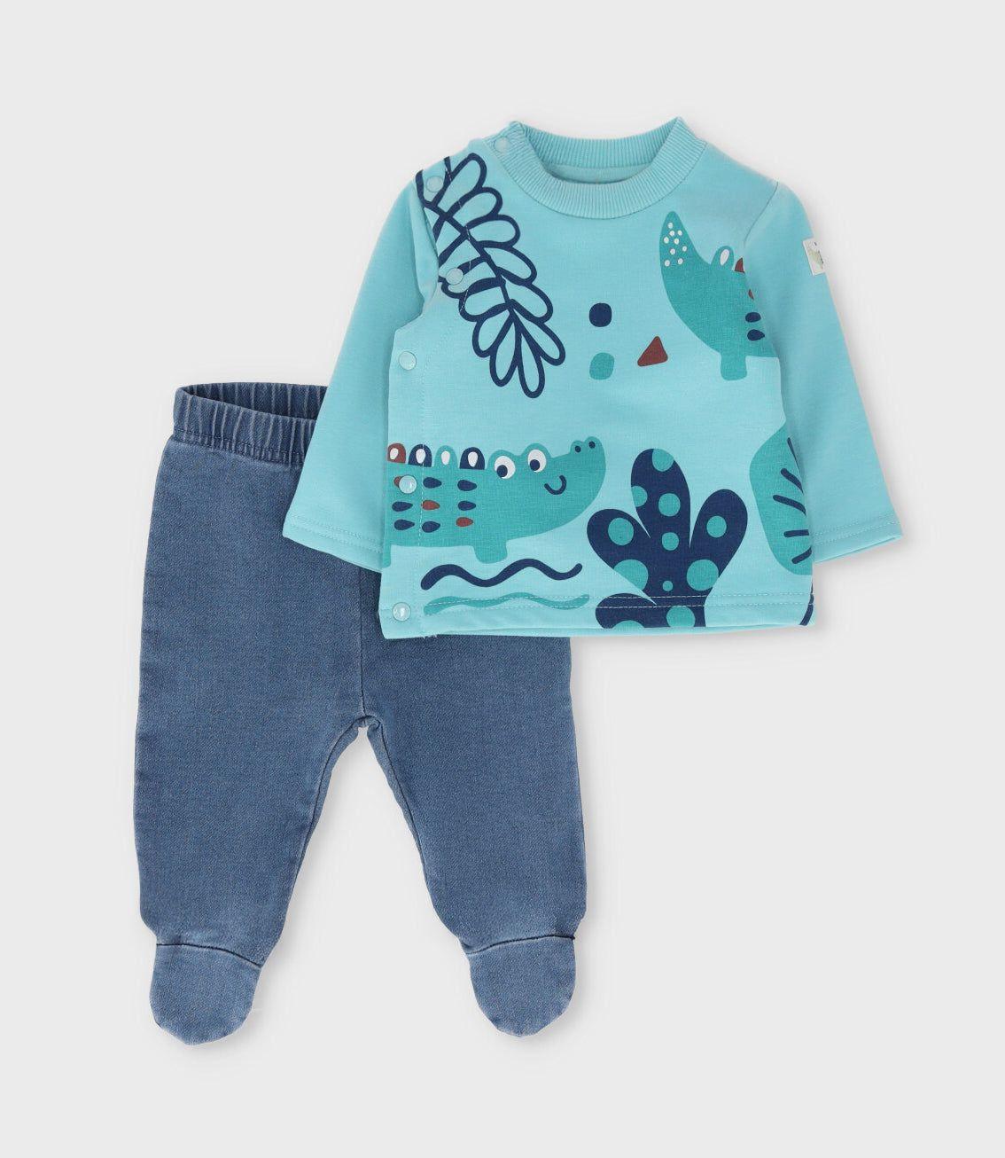 Conjunto recién nacido con cocodrilo menta Black and Blue-0