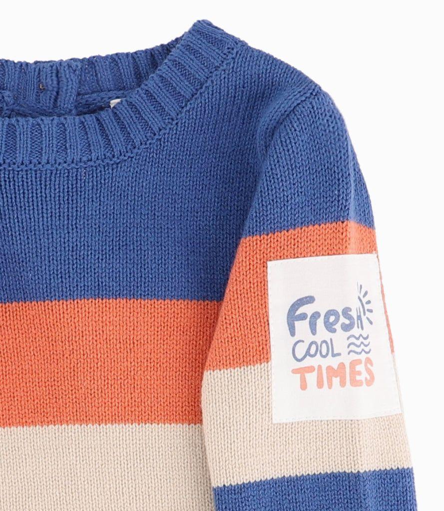 Chaleco Bebé Con Rayas Azul Piedra-1