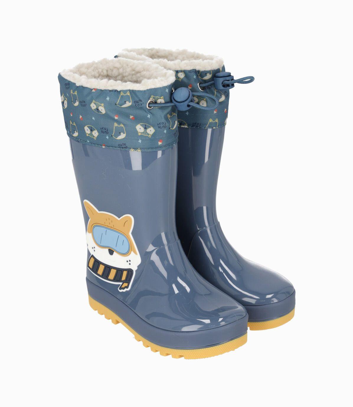Bota bebés para lluvia azul Black and Blue-0