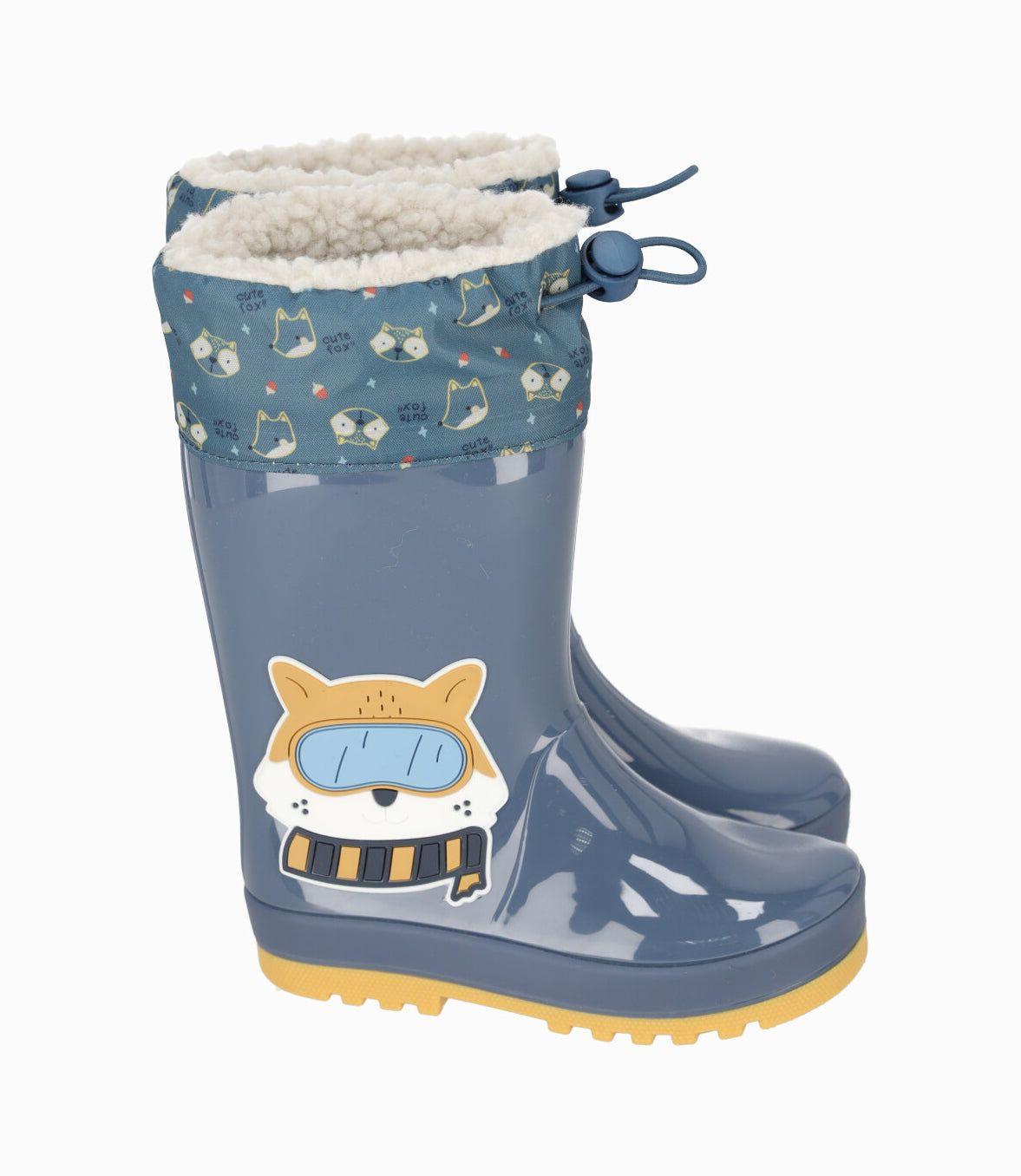 Bota bebés para lluvia azul Black and Blue-1