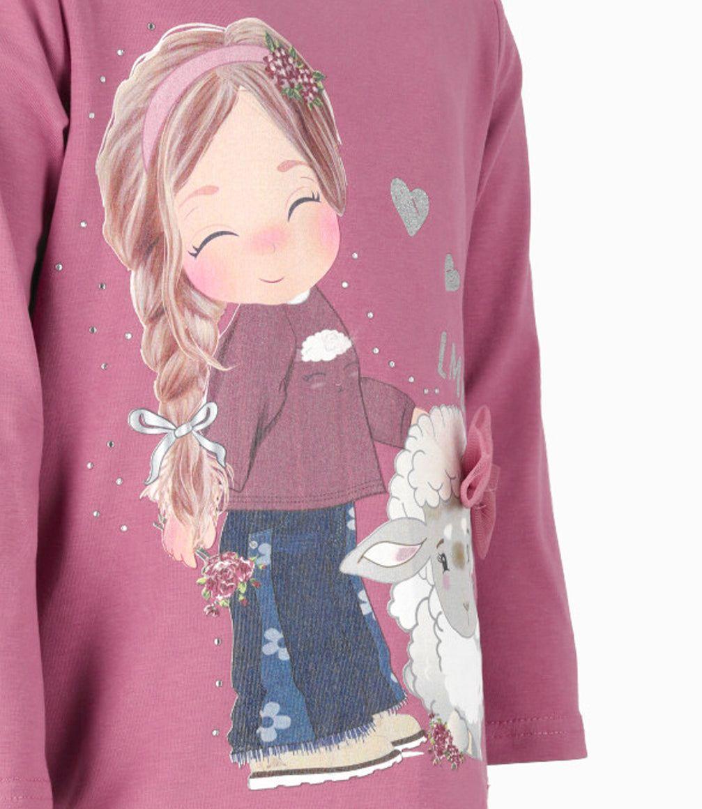 Polera niña con diseño burdeo Limonada-2