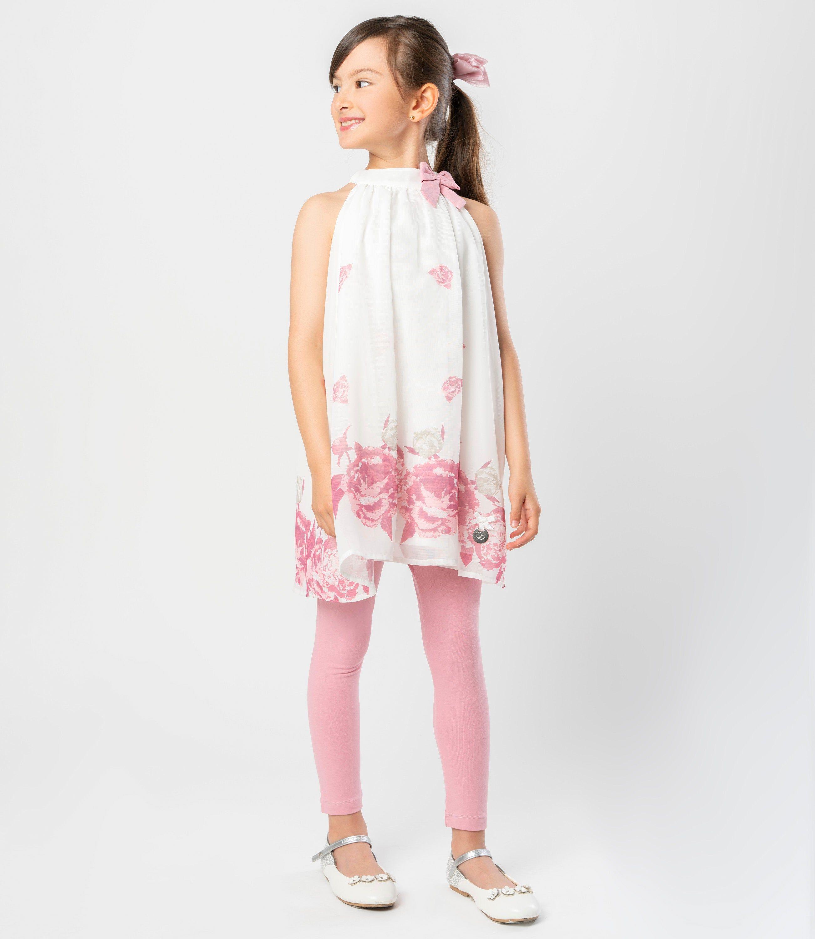 Conjunto niña con flores palo rosa Limonada-0