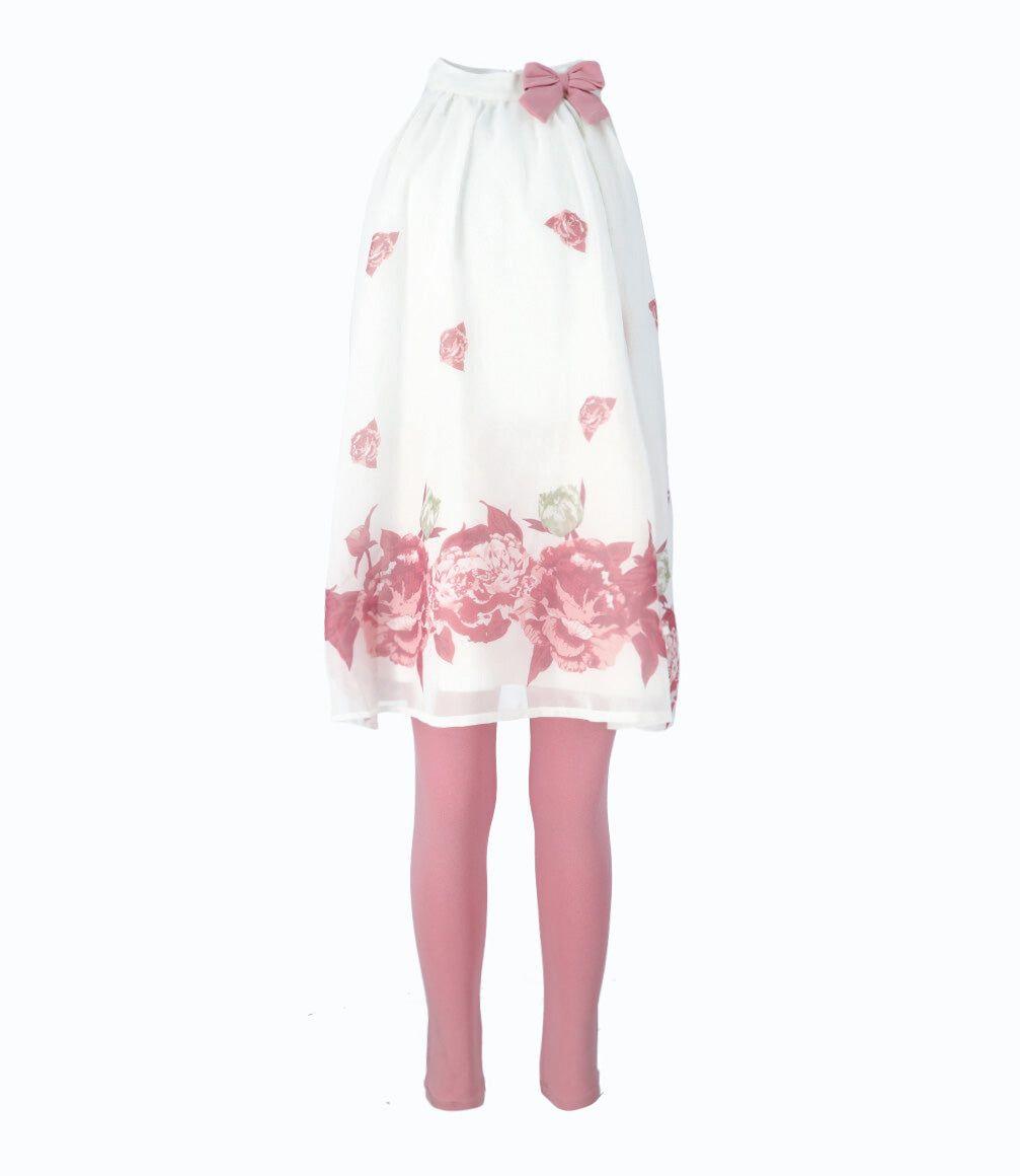 Conjunto niña con flores palo rosa Limonada-1