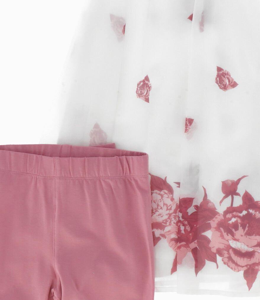 Conjunto niña con flores palo rosa Limonada-4