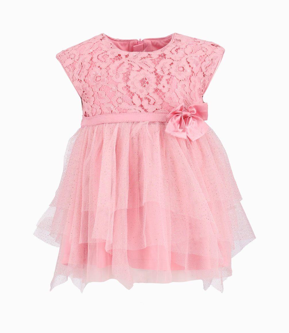 Vestido Con Tul Bebé Niña Rosado Limonada-0