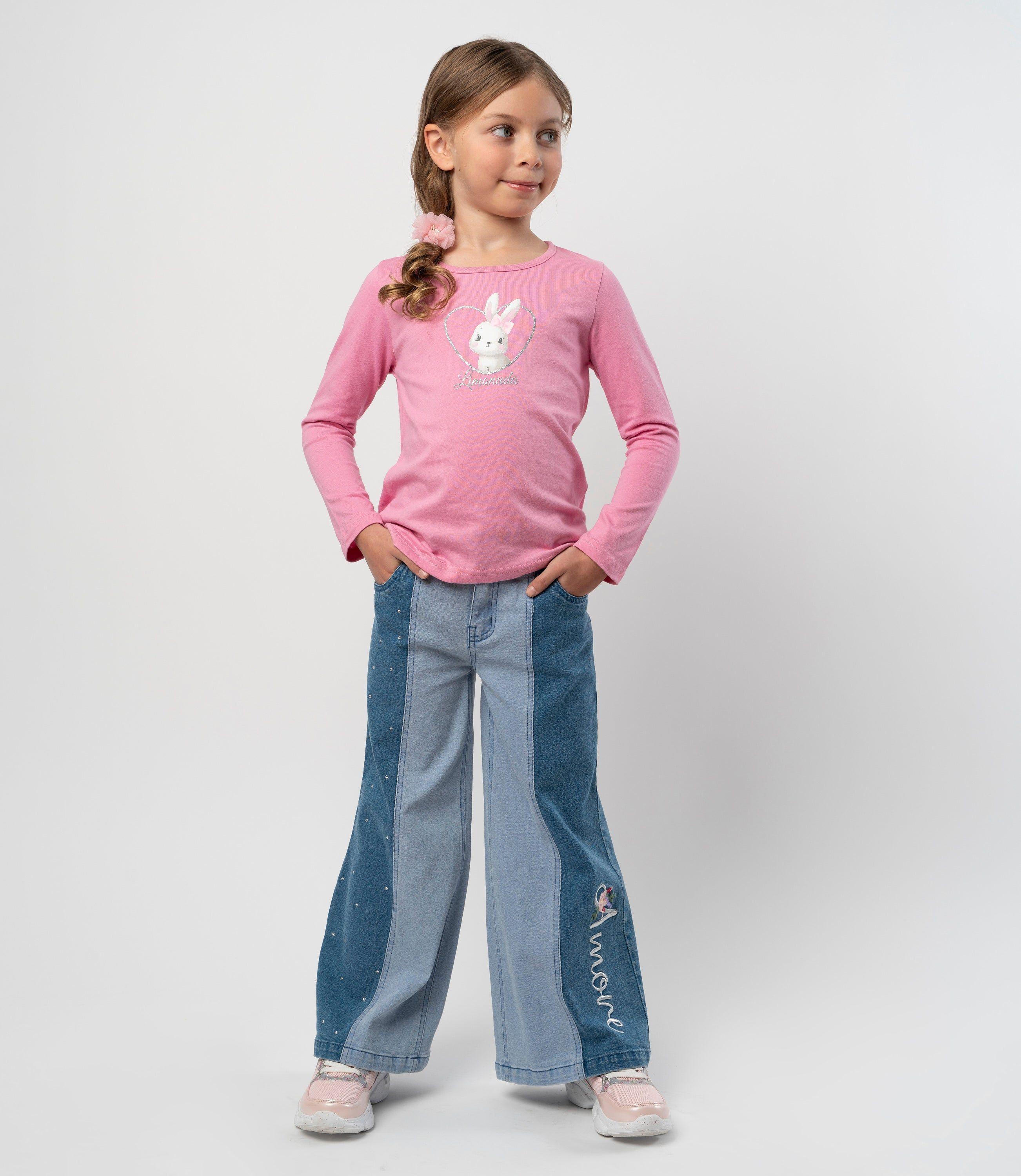 Jeans niña acampanados celeste Limonada-0