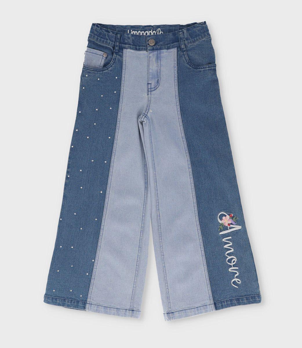 Jeans niña acampanados celeste Limonada-1