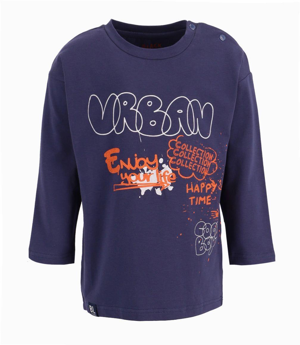 Polera Bebé Niño Con Grafiti Black And Blue Azul Piedra-0