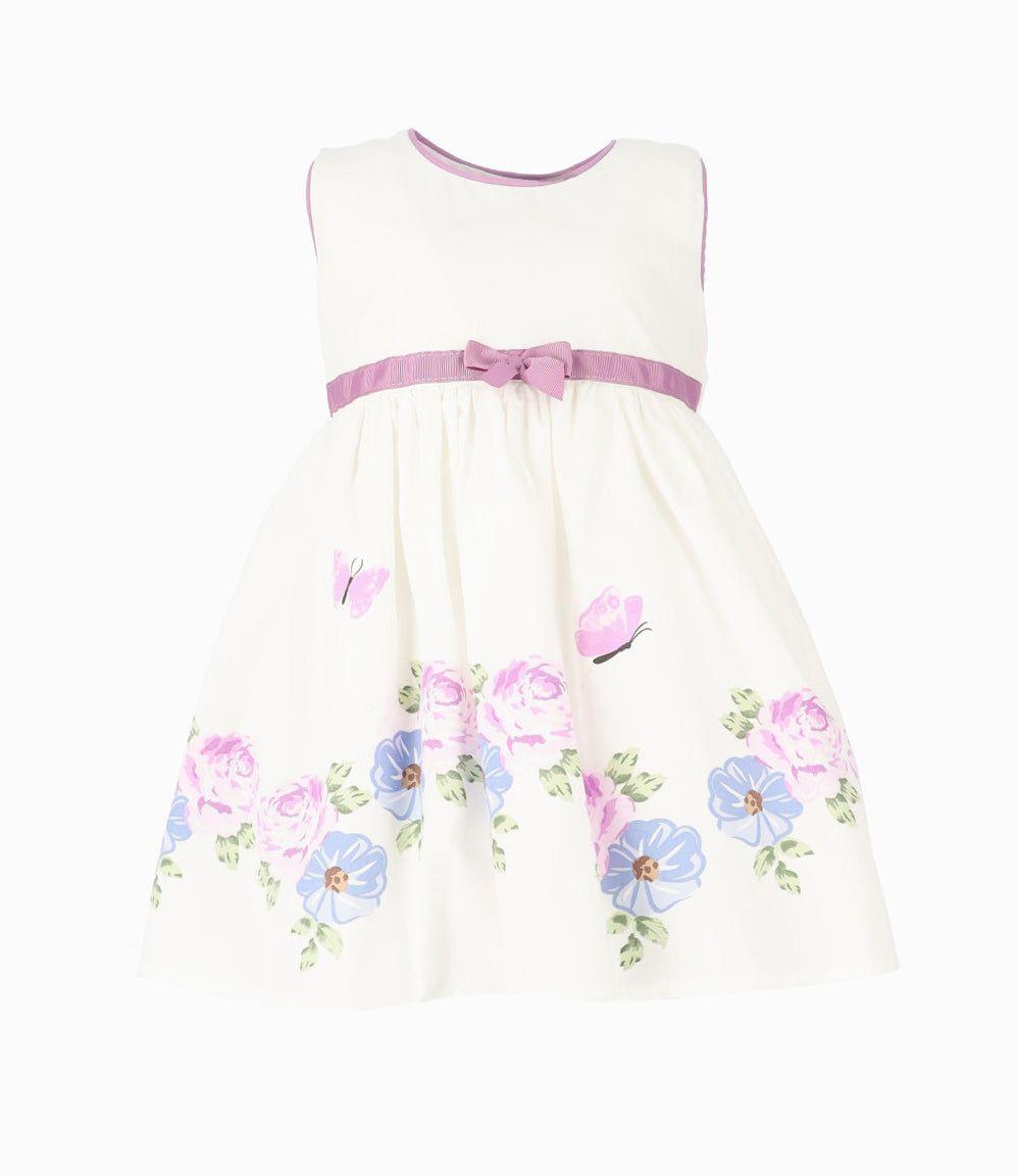 Vestido bebé con flores crudo Limonada-0