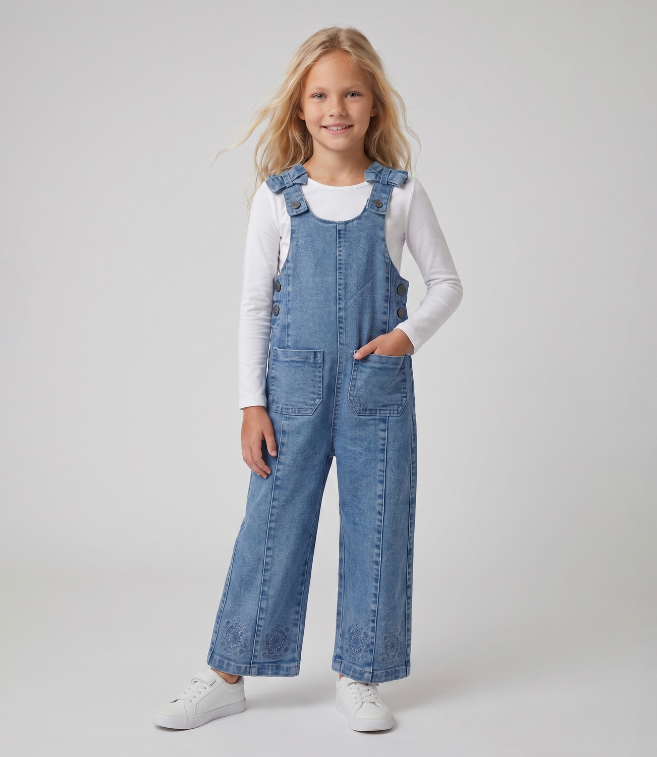 Jardinera niña con polera L11181270174 denim Limonada-0