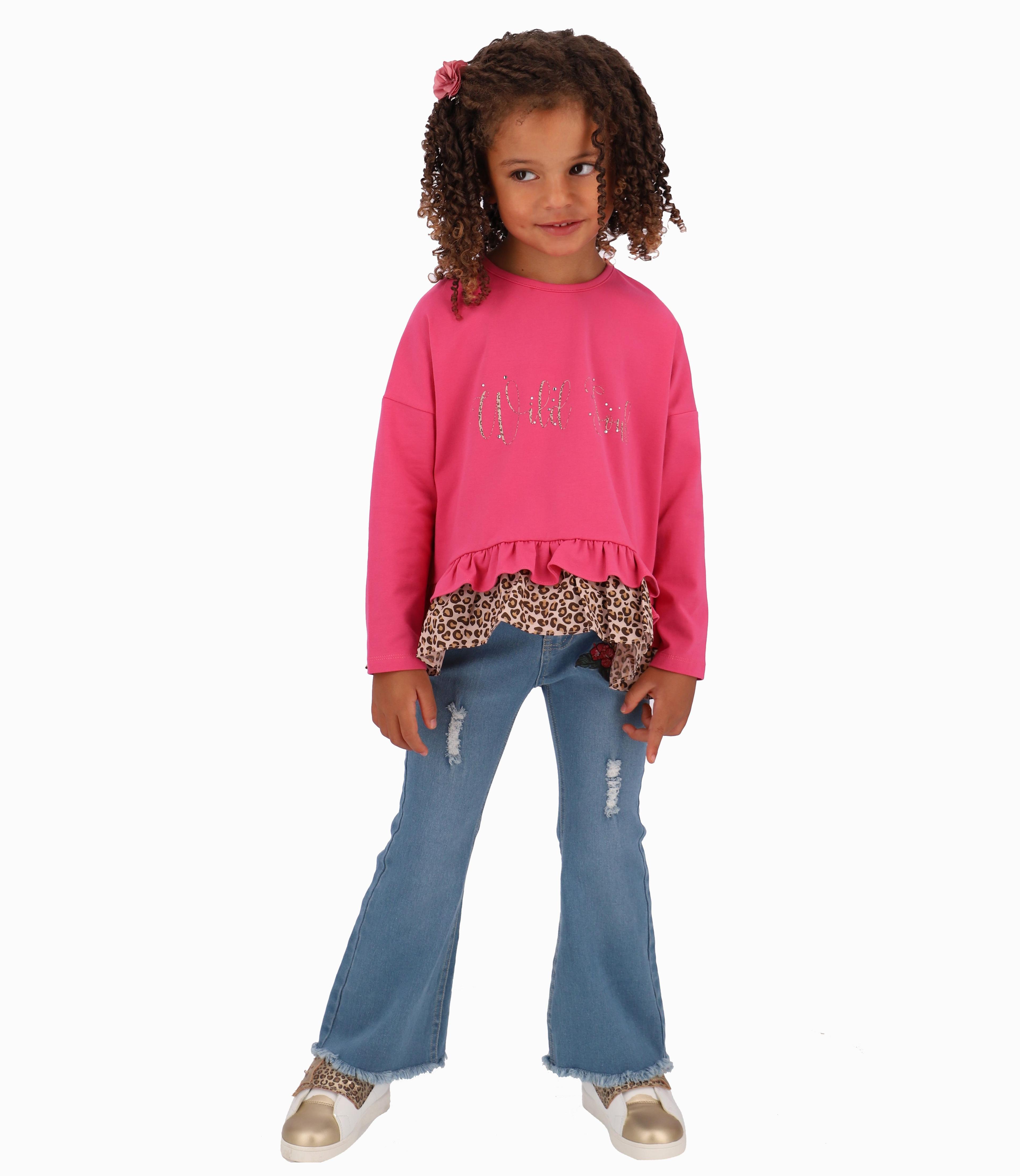 Polera Niña Con Vuelos Animal Print Limonada Frutilla-1