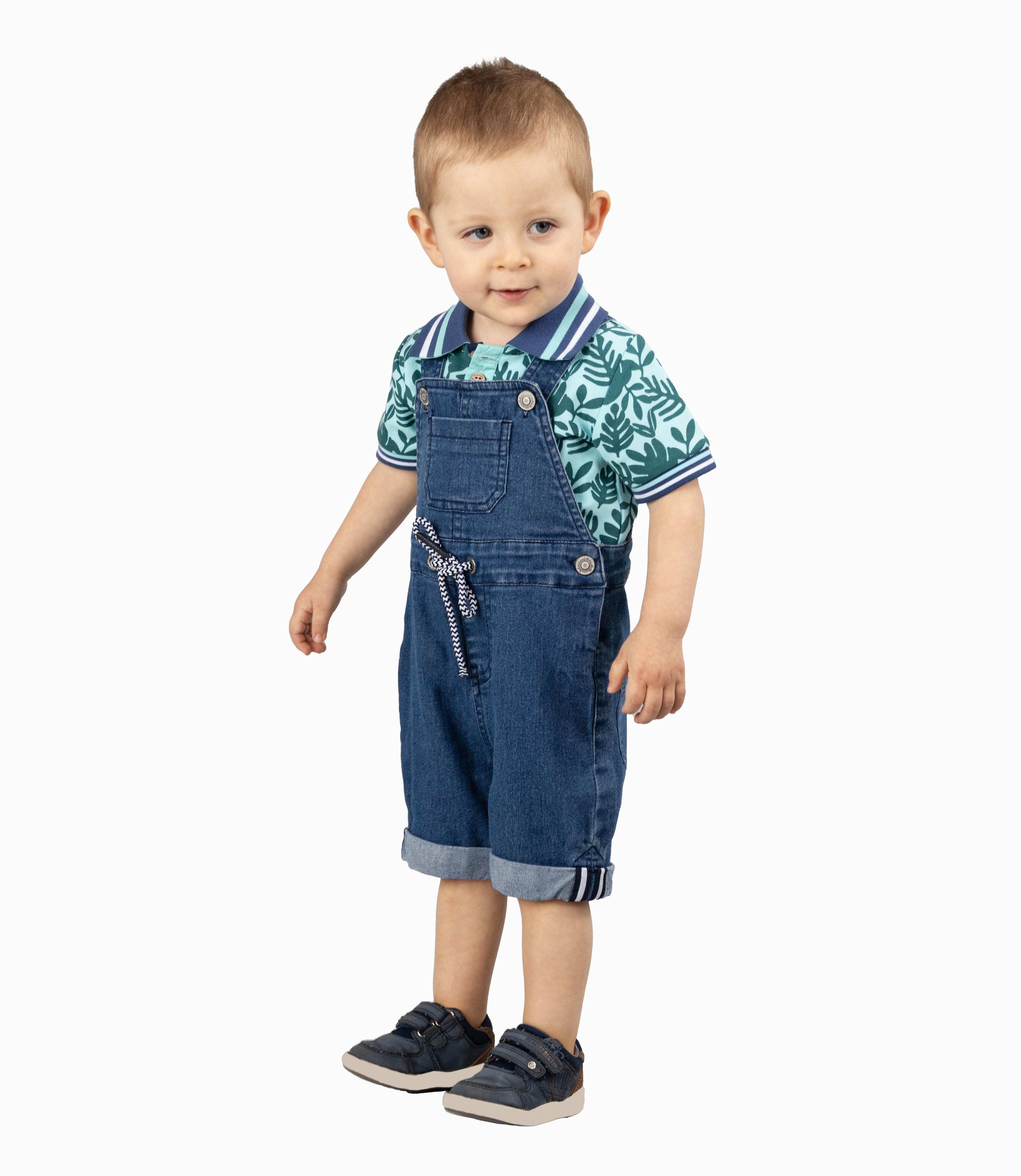 Jardinera Bebé Niño Básica Denim Celeste-0