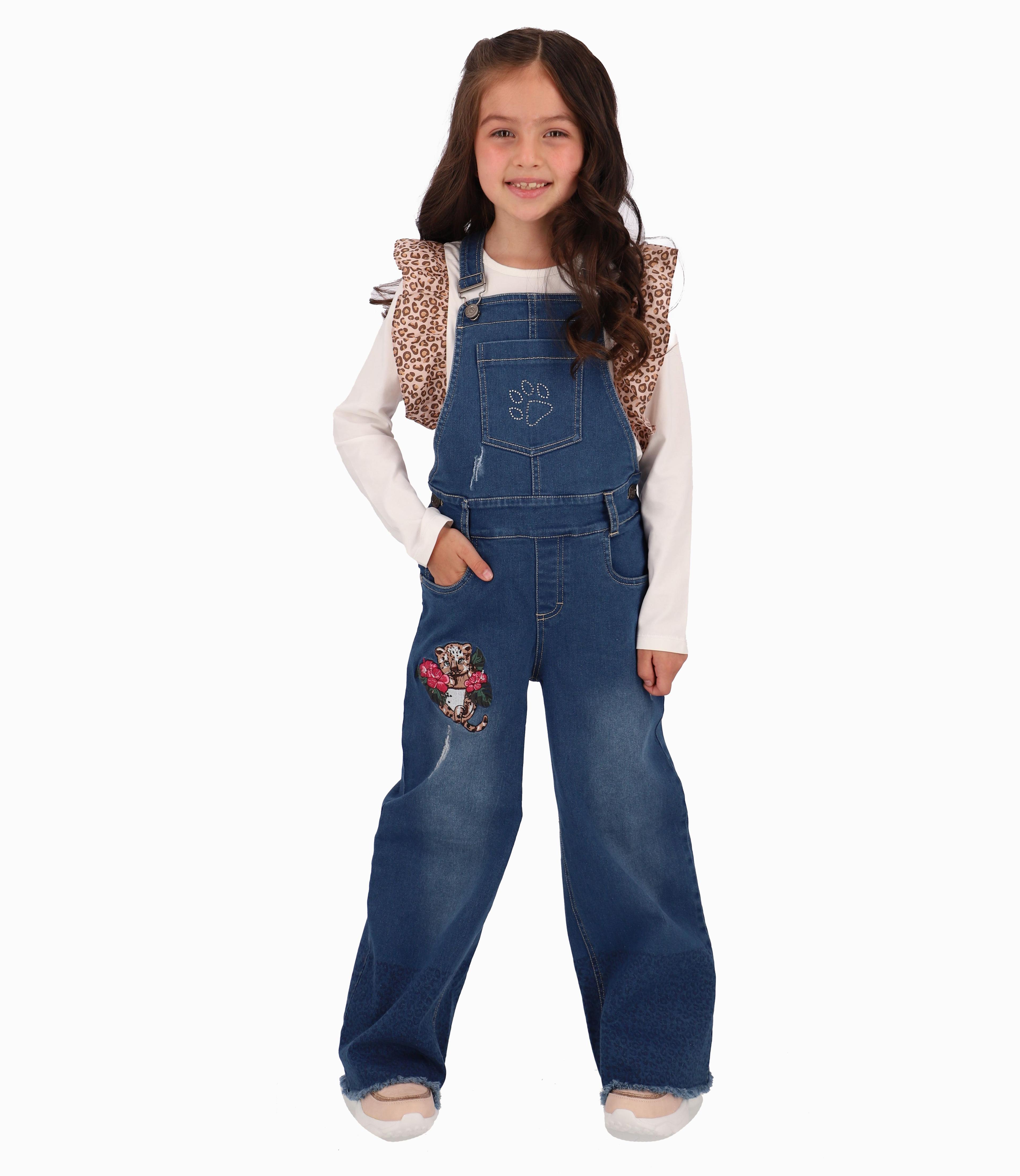 Jardinera Niña Acampanada Limonada Denim Azul-0