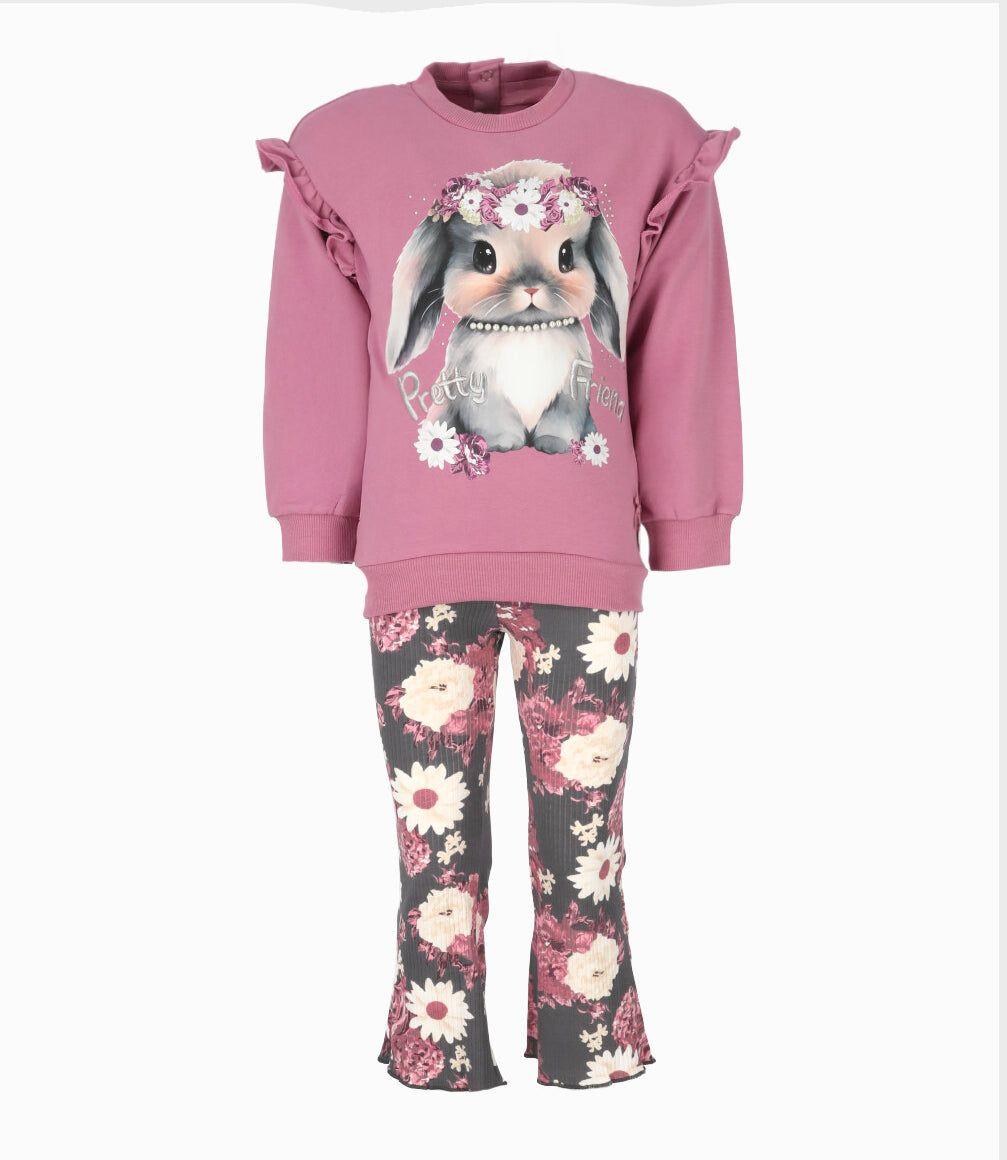 Conjunto niña flare palo rosa Limonada-0