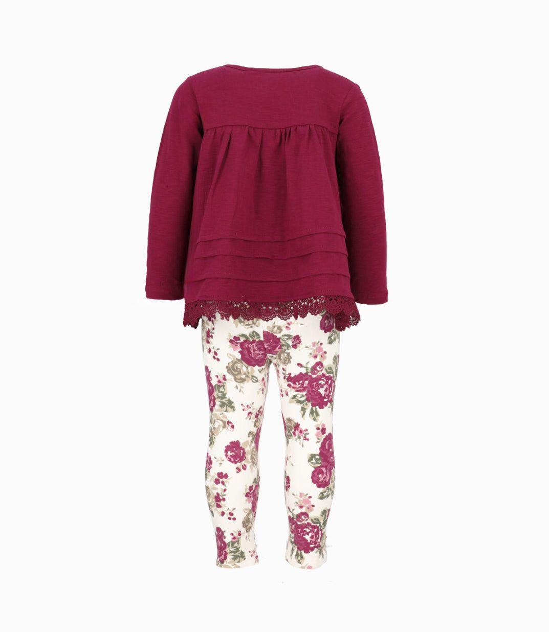 Conjunto bebé de polera y calzas burdeo Limonada-1