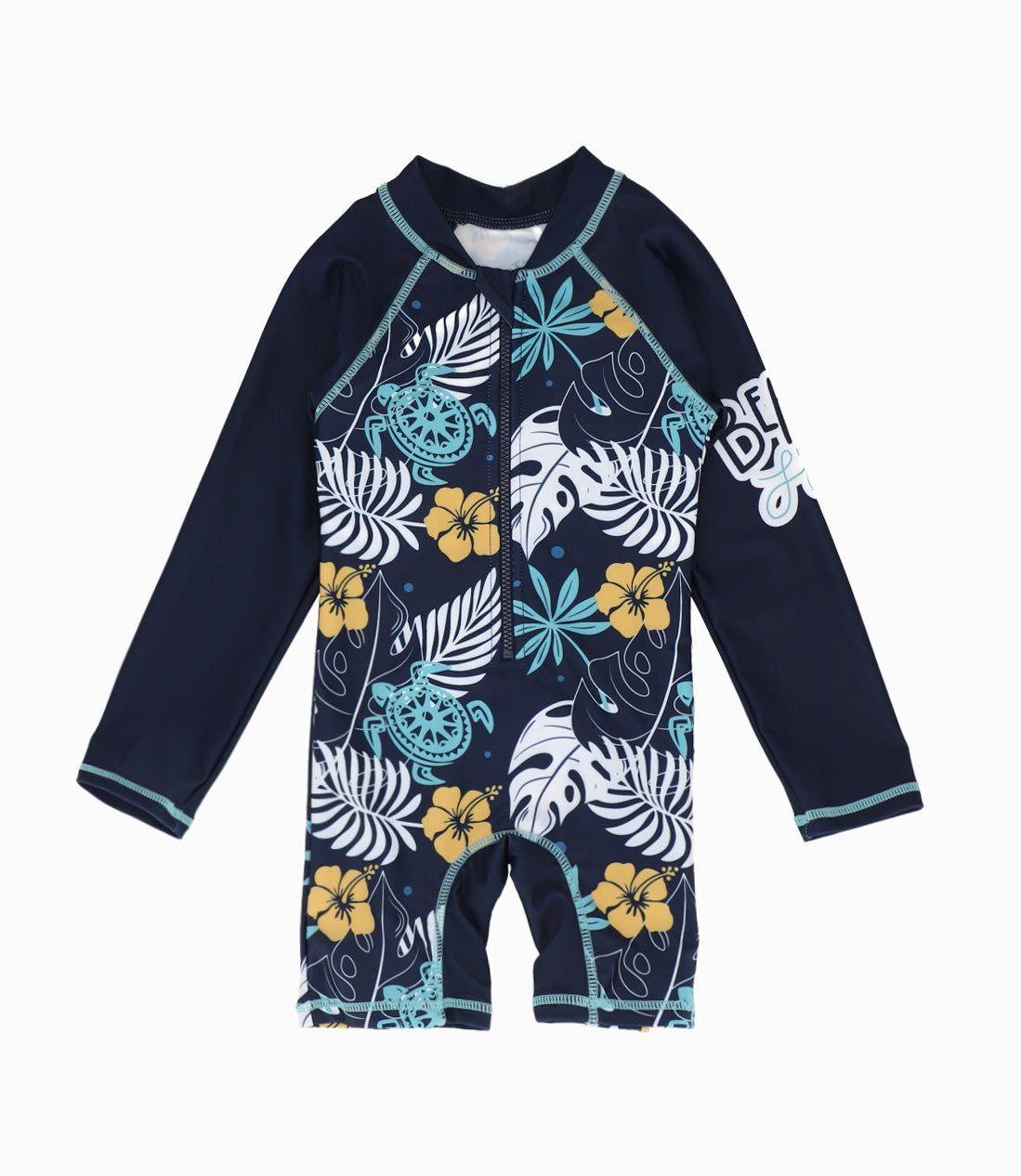 Traje de baño bebé enterito azul marino Black and Blue-0