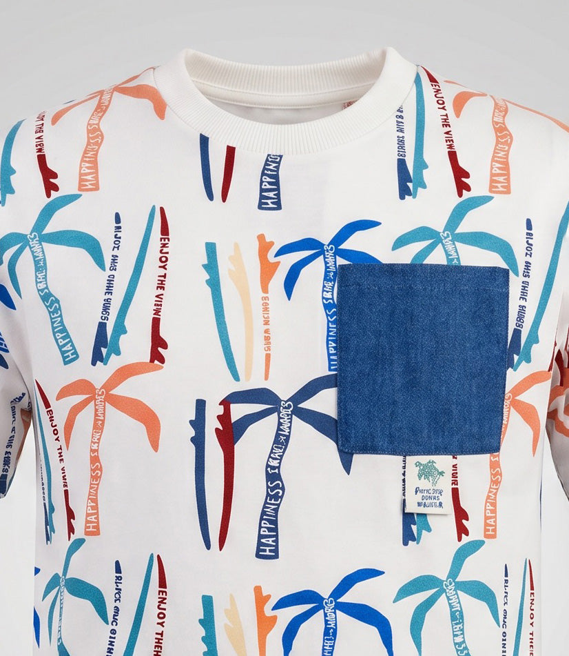 Polera manga corta niño  B11021270303 crudo Black and blue-3
